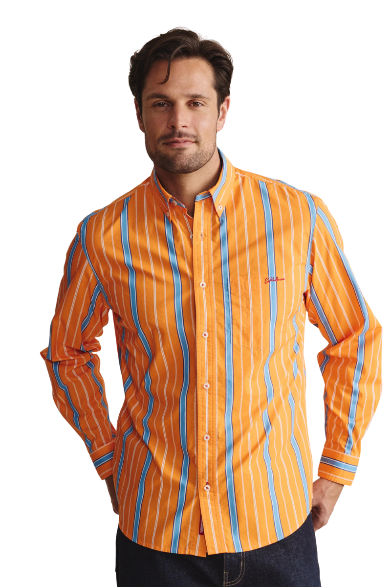 S.Kidman Mens Aberdeen Full Button L/S Dress Shirt (1SHM00084) Orange