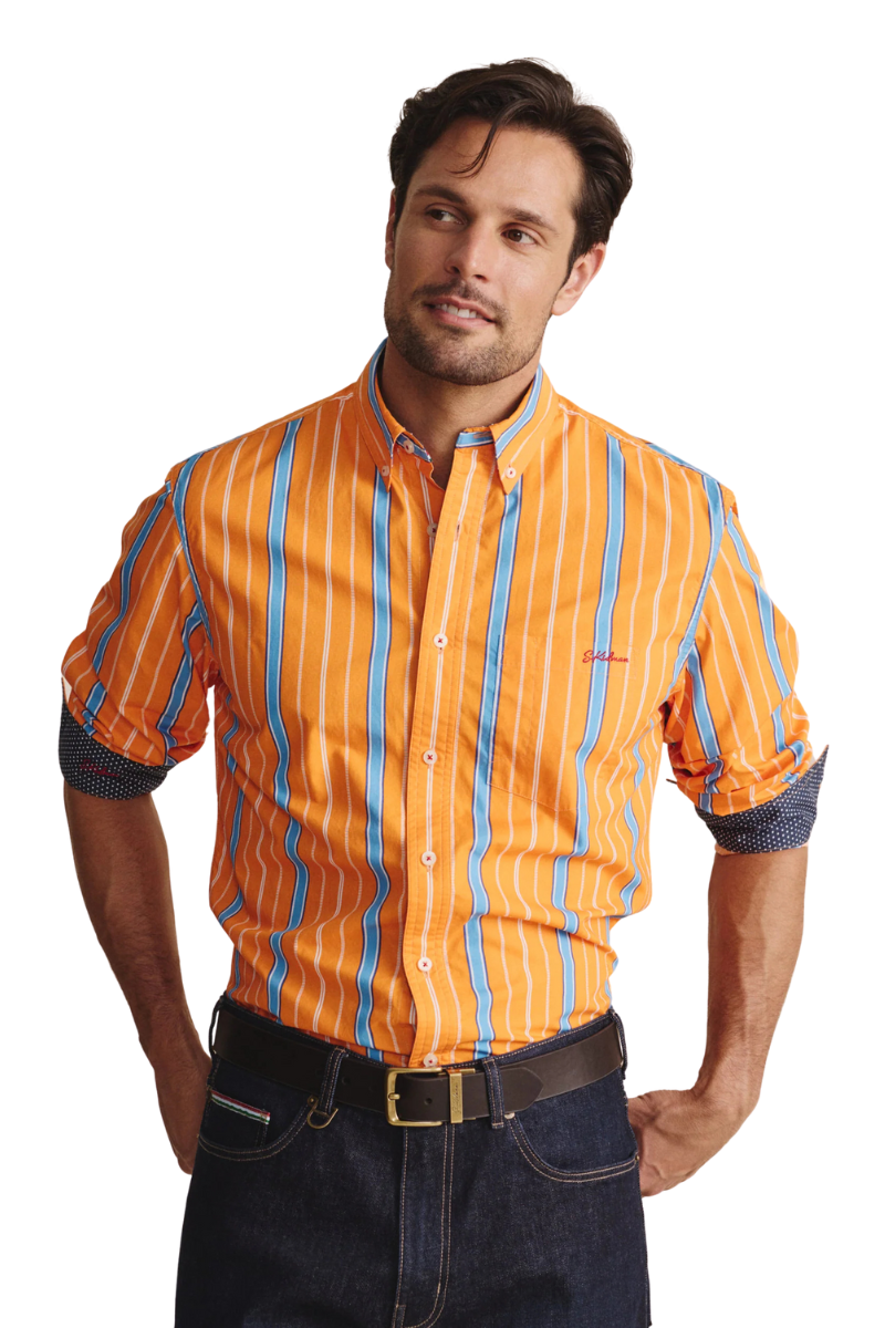 S.Kidman Mens Aberdeen Full Button L/S Dress Shirt (1SHM00084) Orange