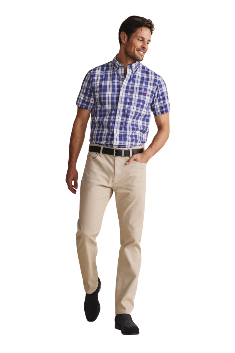 S.Kidman Mens Cooper Full Button S/S Print Shirt (1SHM00086) Indigo