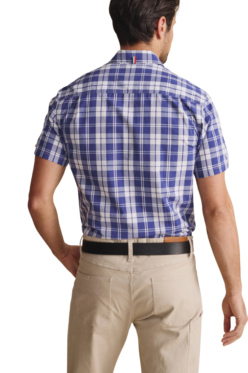 S.Kidman Mens Cooper Full Button S/S Print Shirt (1SHM00086) Indigo