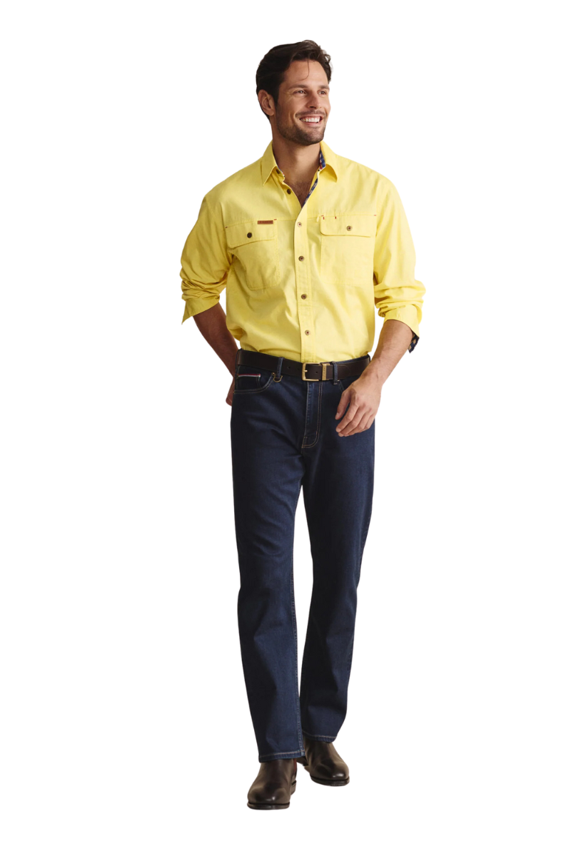 S.Kidman Mens Armstrong Full Button L/S Work Shirt (1SHM00114) Lemonade