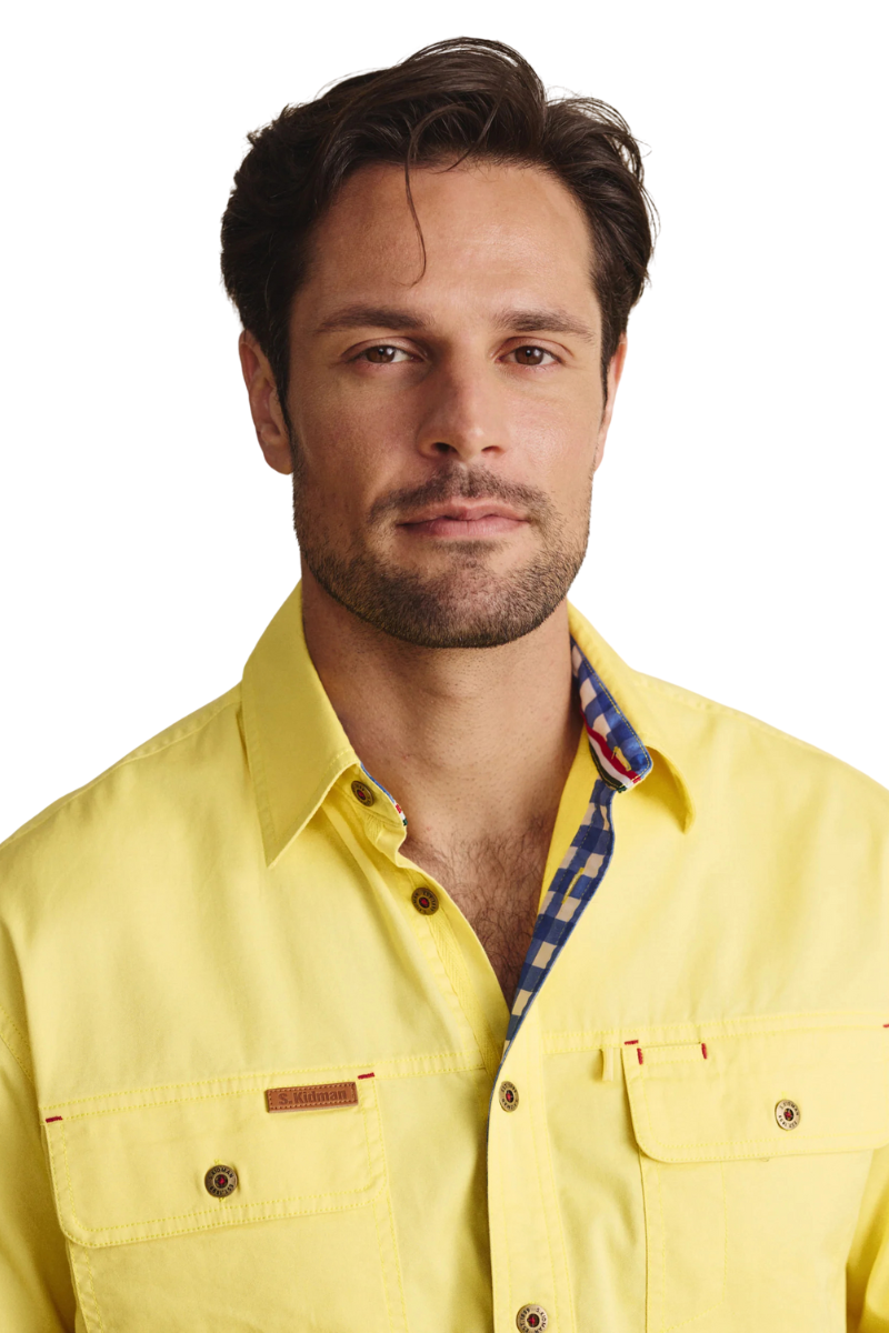S.Kidman Mens Armstrong Full Button L/S Work Shirt (1SHM00114) Lemonade