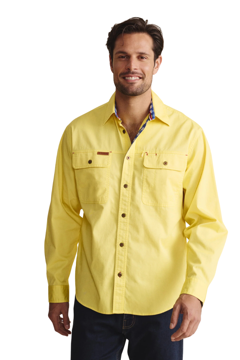 S.Kidman Mens Armstrong Full Button L/S Work Shirt (1SHM00114) Lemonade