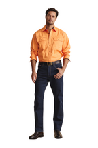S.Kidman Mens Armstrong Full Button L/S Work Shirt (1SHM00114) Orange