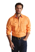S.Kidman Mens Armstrong Full Button L/S Work Shirt (1SHM00114) Orange