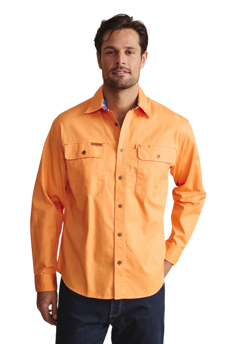 S.Kidman Mens Armstrong Full Button L/S Work Shirt (1SHM00114) Orange