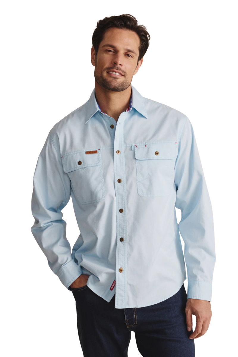 S.Kidman Mens Armstrong Full Button L/S Work Shirt (1SHM00114) Sky Blue