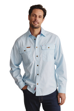 S.Kidman Mens Armstrong Full Button L/S Work Shirt (1SHM00114) Sky Blue