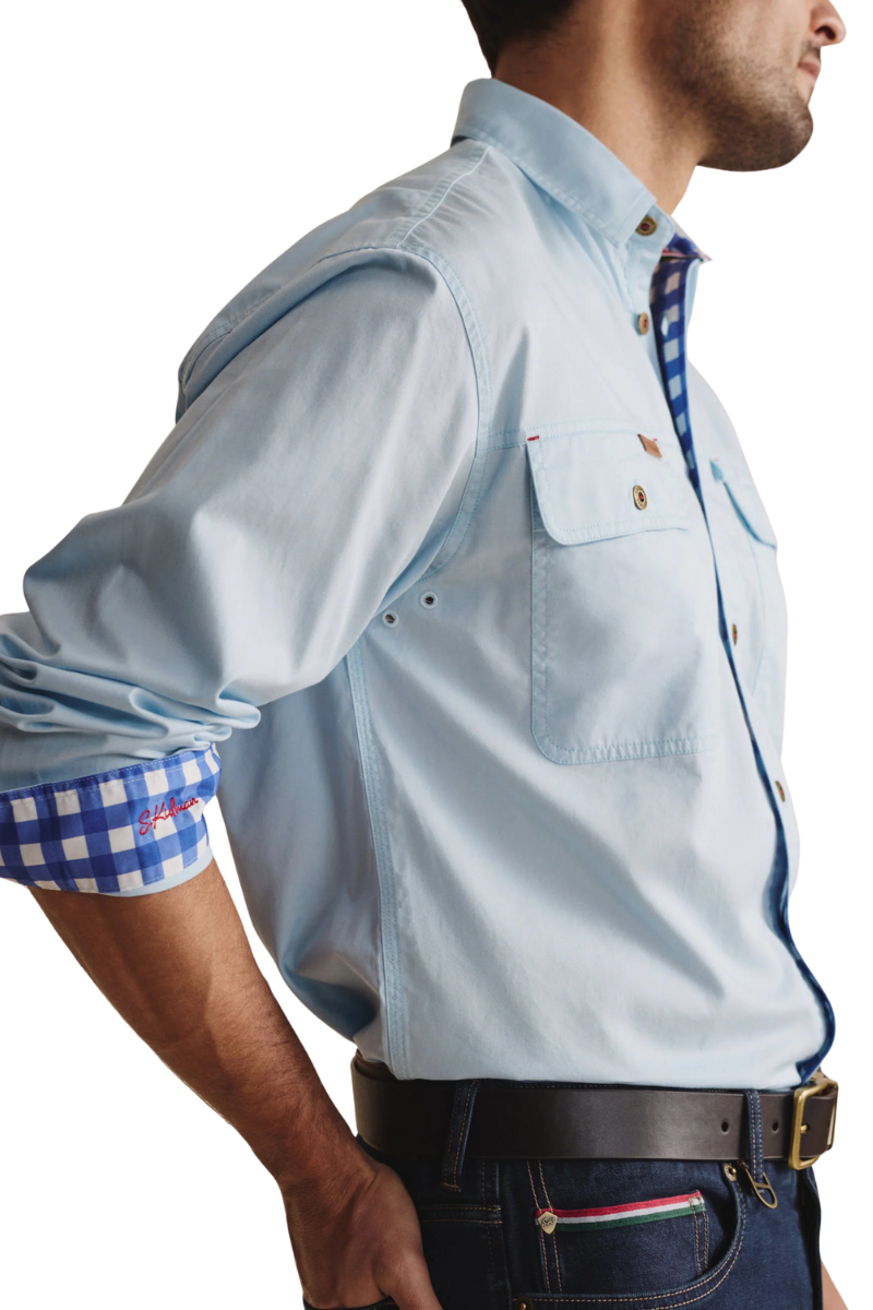 S.Kidman Mens Armstrong Full Button L/S Work Shirt (1SHM00114) Sky Blue
