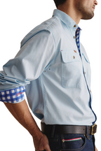 S.Kidman Mens Armstrong Full Button L/S Work Shirt (1SHM00114) Sky Blue