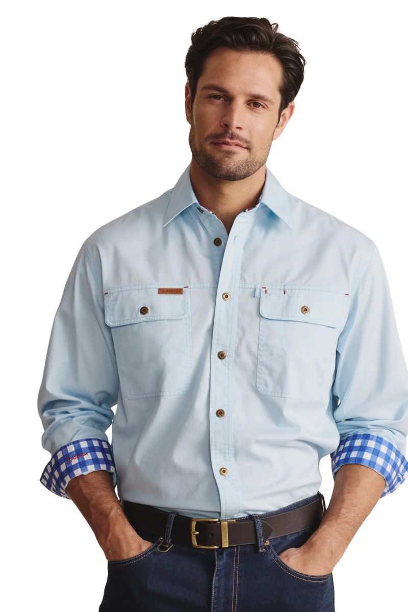 S.Kidman Mens Armstrong Full Button L/S Work Shirt (1SHM00114) Sky Blue