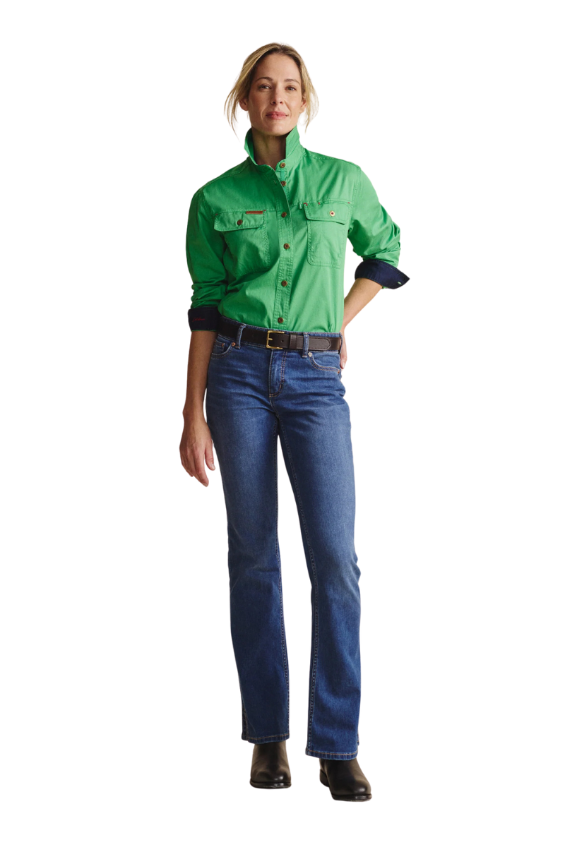 S.Kidman Womens Spencer Full Button L/S Work Shirt (1SHW00132) Green