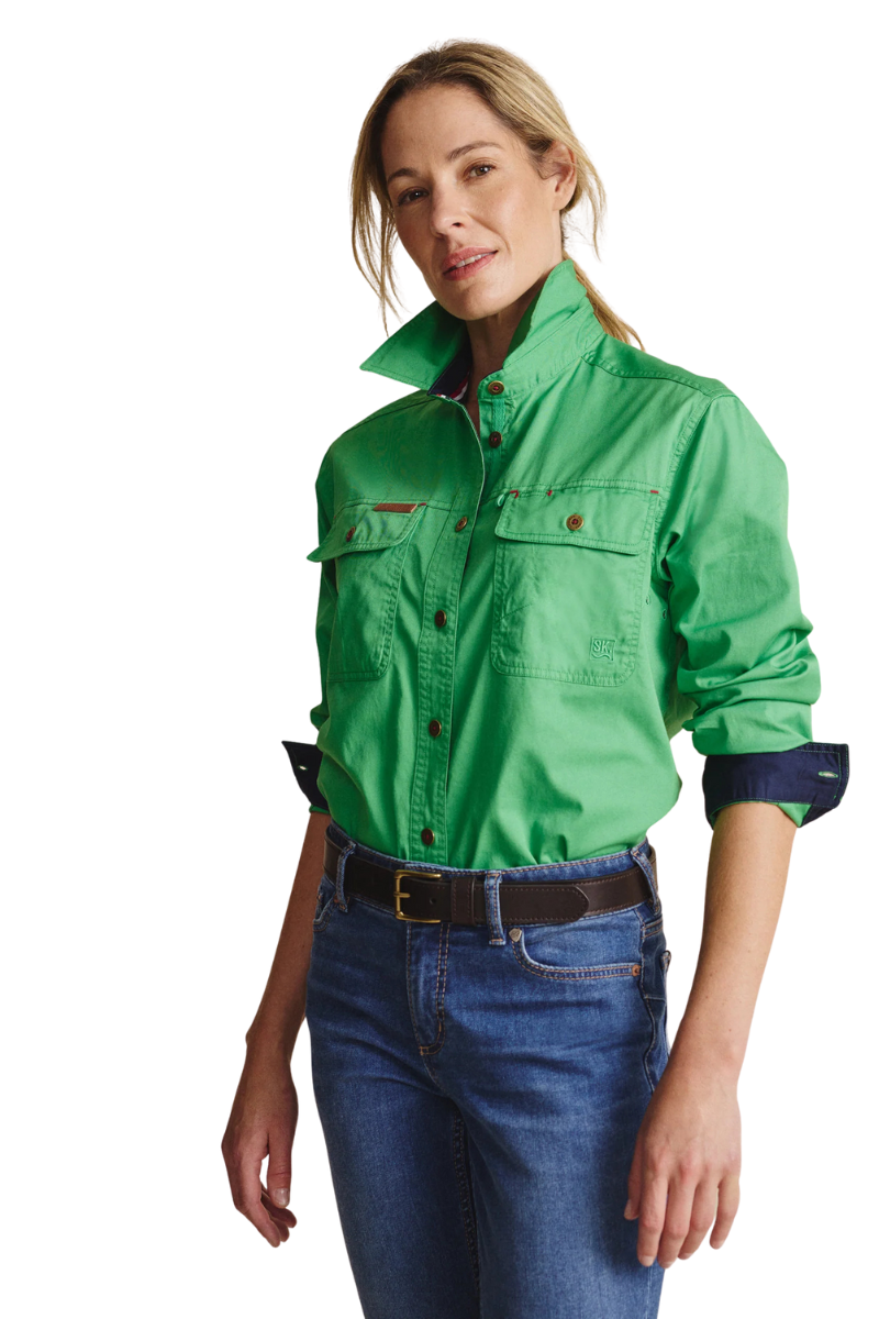 S.Kidman Womens Spencer Full Button L/S Work Shirt (1SHW00132) Green