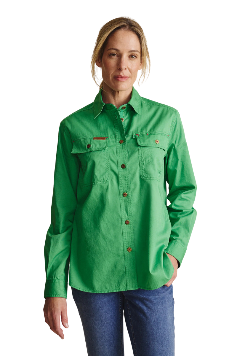 S.Kidman Womens Spencer Full Button L/S Work Shirt (1SHW00132) Green