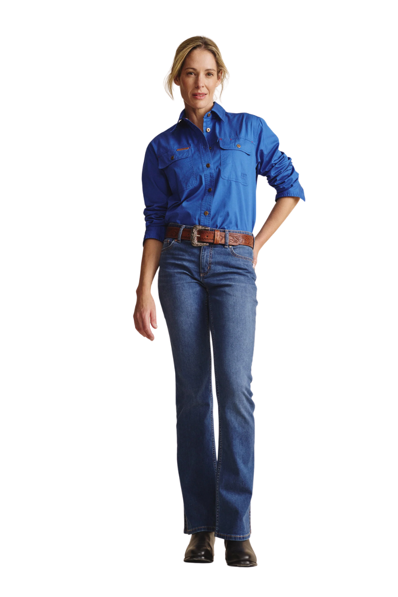 S.Kidman Womens Spencer Full Button L/S Work Shirt (1SHW00132) Mid Blue