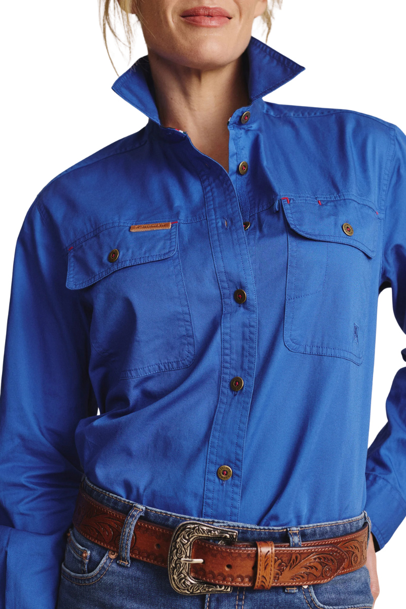 S.Kidman Womens Spencer Full Button L/S Work Shirt (1SHW00132) Mid Blue