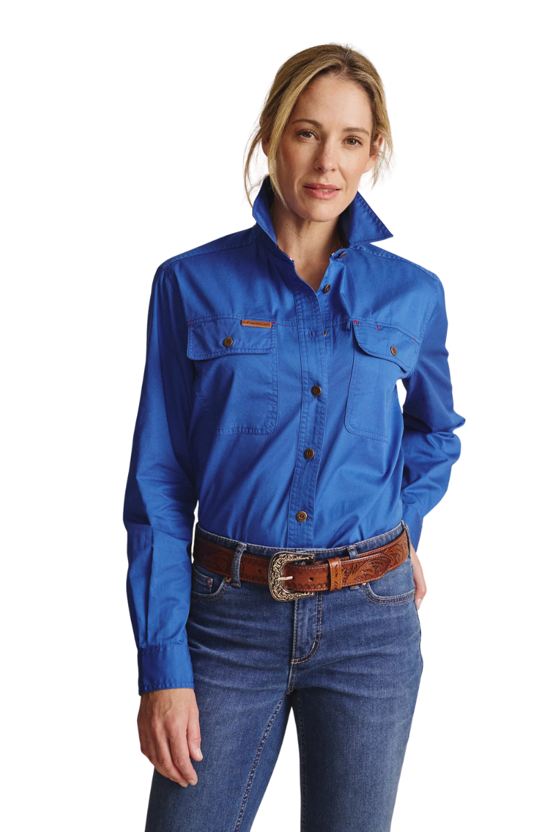 S.Kidman Womens Spencer Full Button L/S Work Shirt (1SHW00132) Mid Blue