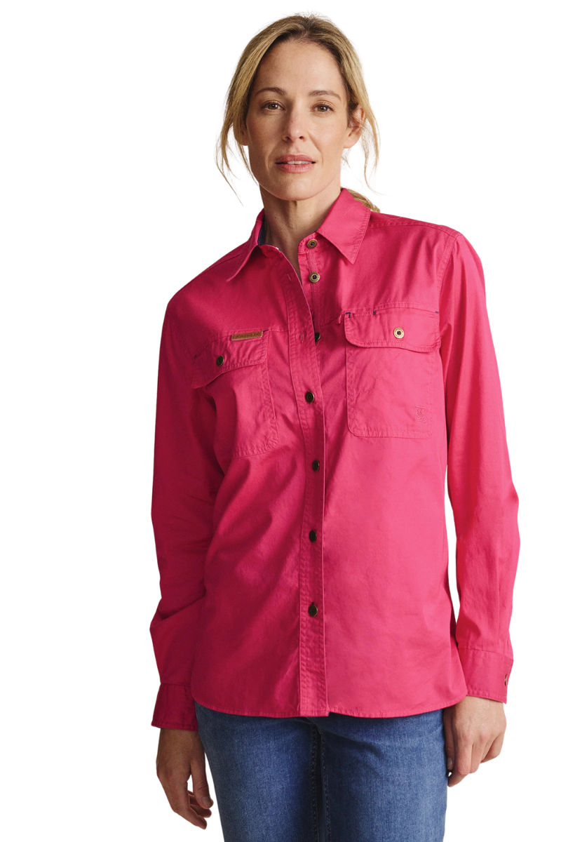 S.Kidman Womens Spencer Full Button L/S Work Shirt (1SHW00132) Pink