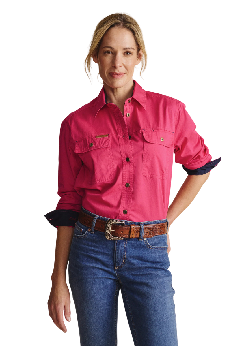 S.Kidman Womens Spencer Full Button L/S Work Shirt (1SHW00132) Pink