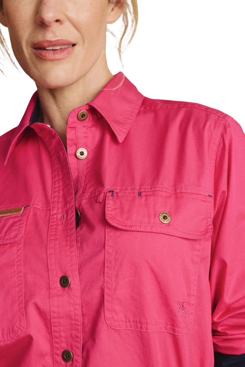 S.Kidman Womens Spencer Full Button L/S Work Shirt (1SHW00132) Pink