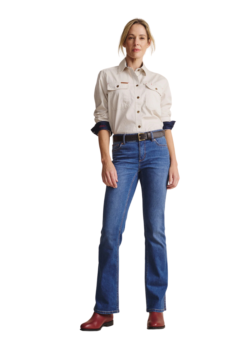 S.Kidman Womens Spencer Full Button L/S Work Shirt (1SHW00132) Stone