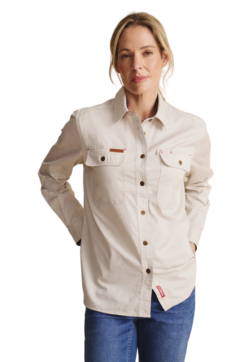 S.Kidman Womens Spencer Full Button L/S Work Shirt (1SHW00132) Stone