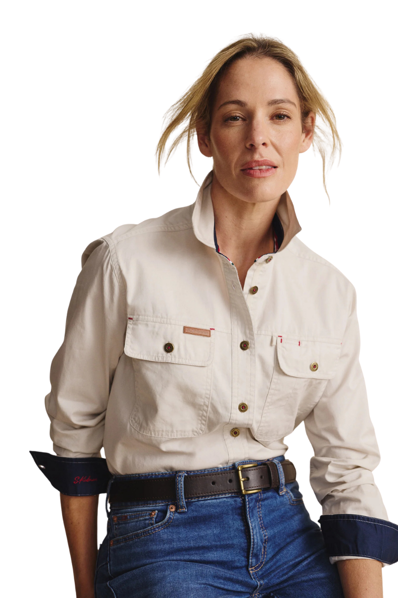 S.Kidman Womens Spencer Full Button L/S Work Shirt (1SHW00132) Stone