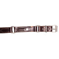 A close-up of the Outback Belts Double Layer Hobble Belt with Knife Pouch, featuring brown leather, metal buckles and rings, and detailed stitching, displayed flat against a white background.