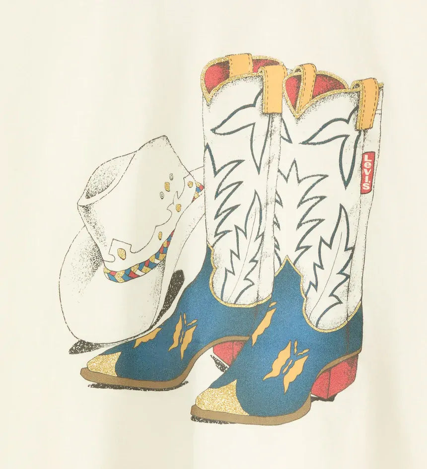 Levi's Womens Cowboy Boot and Hat S/S Tabor Tee (001MX-0007) Egret