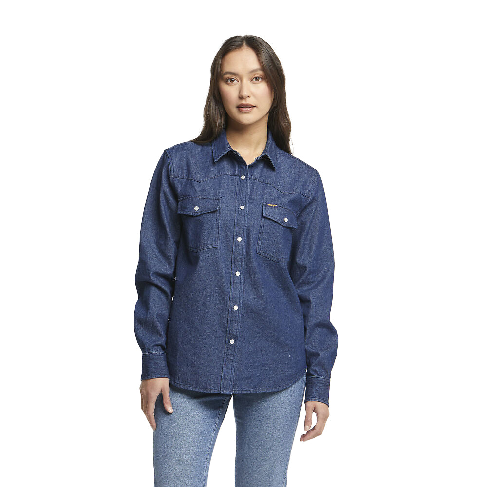 Wrangler | Classics Womens Snap Western Shirt (W/091067/A97) Indigo Rinse [SD]