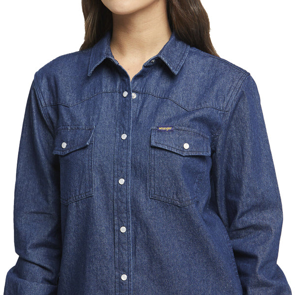Wrangler | Classics Womens Snap Western Shirt (W/091067/A97) Indigo Rinse [SD]