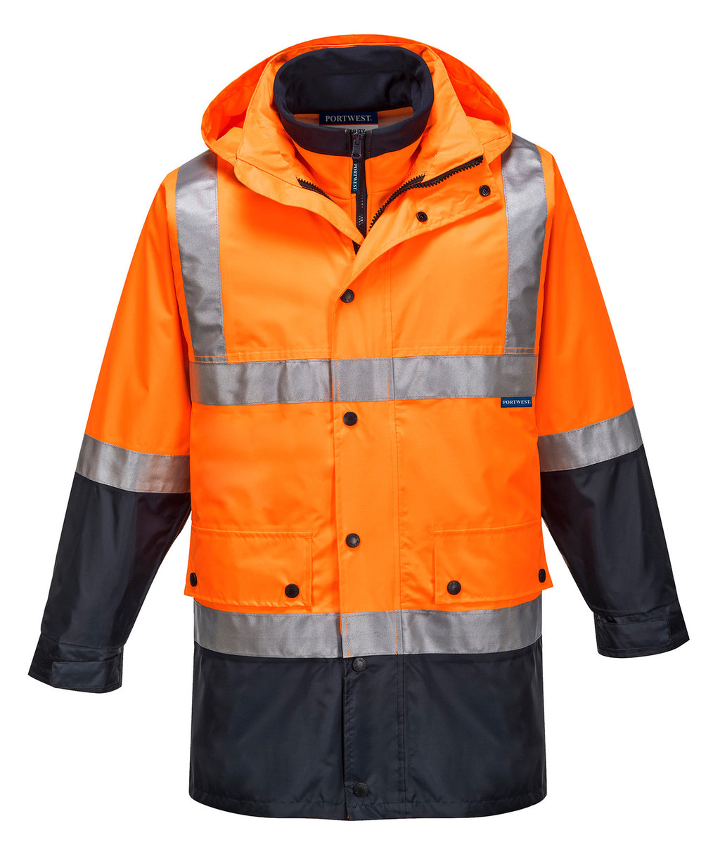 Portwest Mens Hi Vis 4 in 1 Jacket (MJ881ONR) Orange/Navy  [GD]