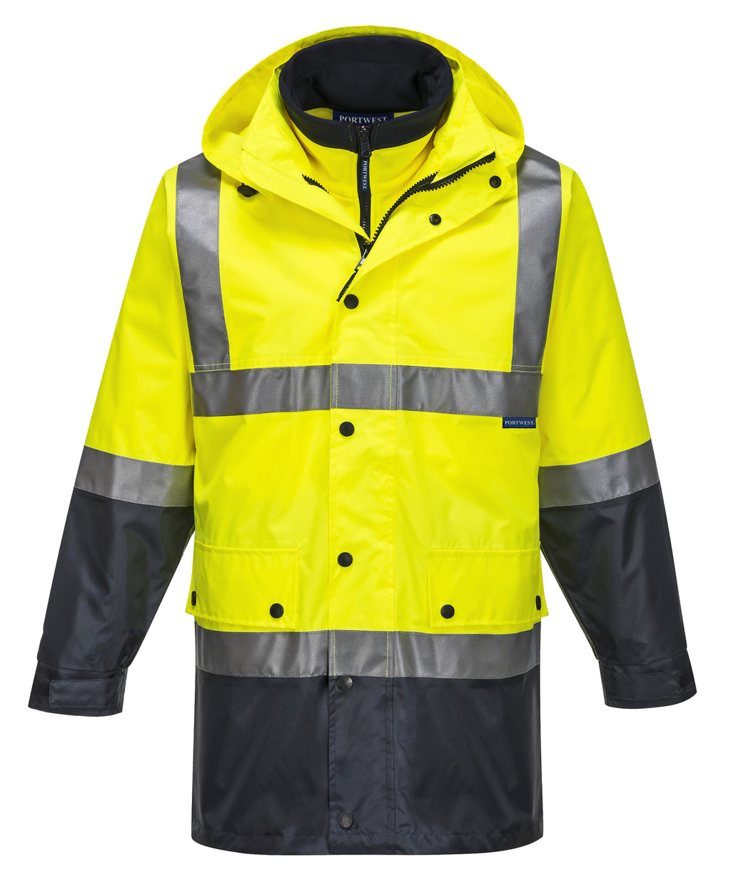 Portwest Mens Hi Vis 4 in 1 Jacket (MJ881YNR) Yellow/Navy  [GD]