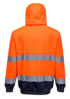 Portwest Mens Hi Vis 2-Tone Zip Front Hoodie (B317ONR) Orange/Navy [AD]