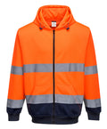 Portwest Mens Hi Vis 2-Tone Zip Front Hoodie (B317ONR) Orange/Navy [AD]
