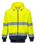 Portwest Mens Hi Vis 2-Tone Zip Front Hoodie (B317YNR) Yellow/Navy [AD]