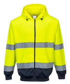 Portwest Mens Hi Vis 2-Tone Zip Front Hoodie (B317YNR) Yellow/Navy [AD]