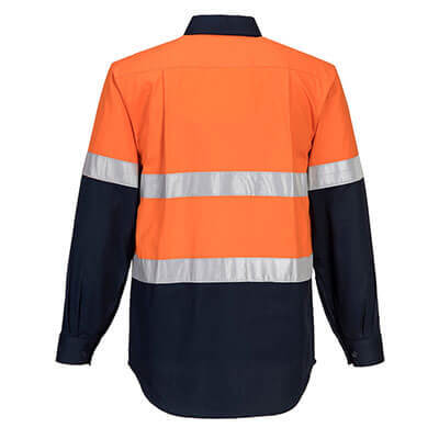 Portwest Mens Hi Vis L/S Shirt with Tape (MA803) Orange/Navy [GD]