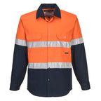 Portwest Mens Hi Vis L/S Shirt with Tape (MA803) Orange/Navy [GD]