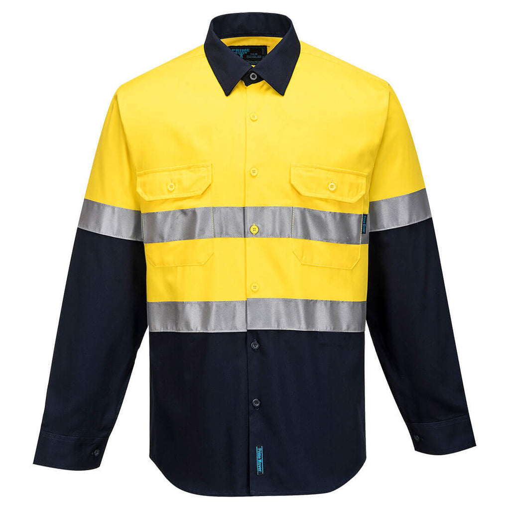 Portwest Mens Hi Vis L/S Shirt with Tape (MA803) Yellow/Navy [GD]