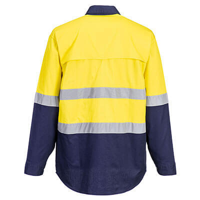 Portwest Mens Hi Vis L/S Shirt with Tape (MA803) Yellow/Navy [GD]
