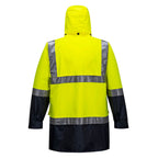 Portwest Mens Eyre Hi Vis Contrast Rain Traffic Jacket (MJ306) Yellow/Navy [GD]