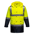 Portwest Mens Eyre Hi Vis Contrast Rain Traffic Jacket (MJ306) Yellow/Navy [GD]