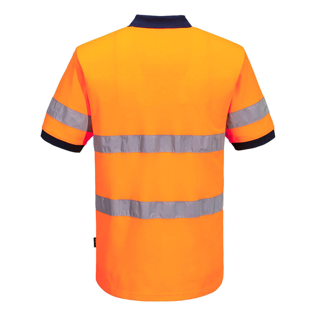 Portwest Mens Hi Vis Taped Contrast Polo (MP410) Orange/Navy
