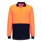 Portwest Mens Hi Vis Cotton Comfort Contrast L/S Shirt (MP414) Orange/Navy
