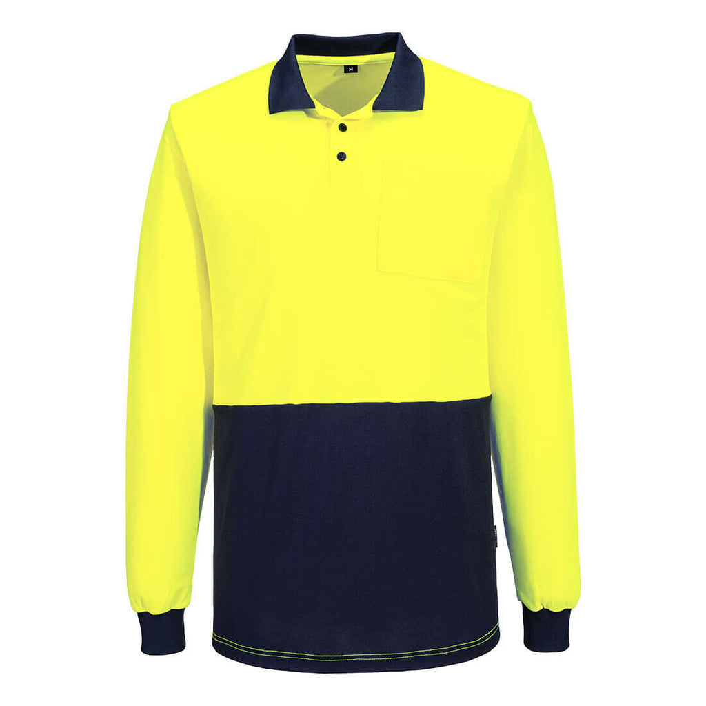 Portwest Mens Hi Vis Cotton Comfort Contrast L/S Shirt (MP414) Yellow/Navy