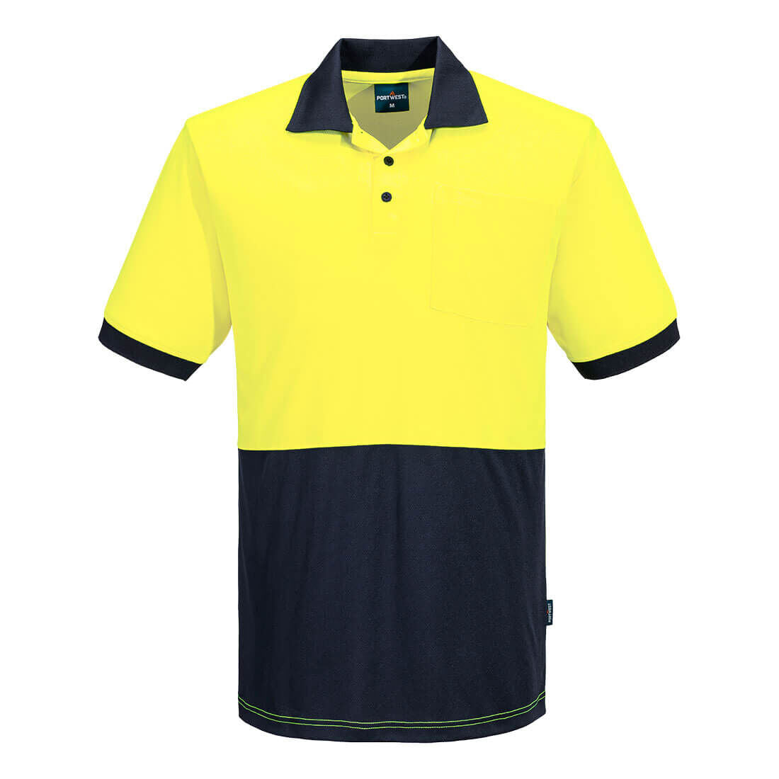 Portwest Mens Hi Vis Contrast Polo (MP610) Yellow/Navy