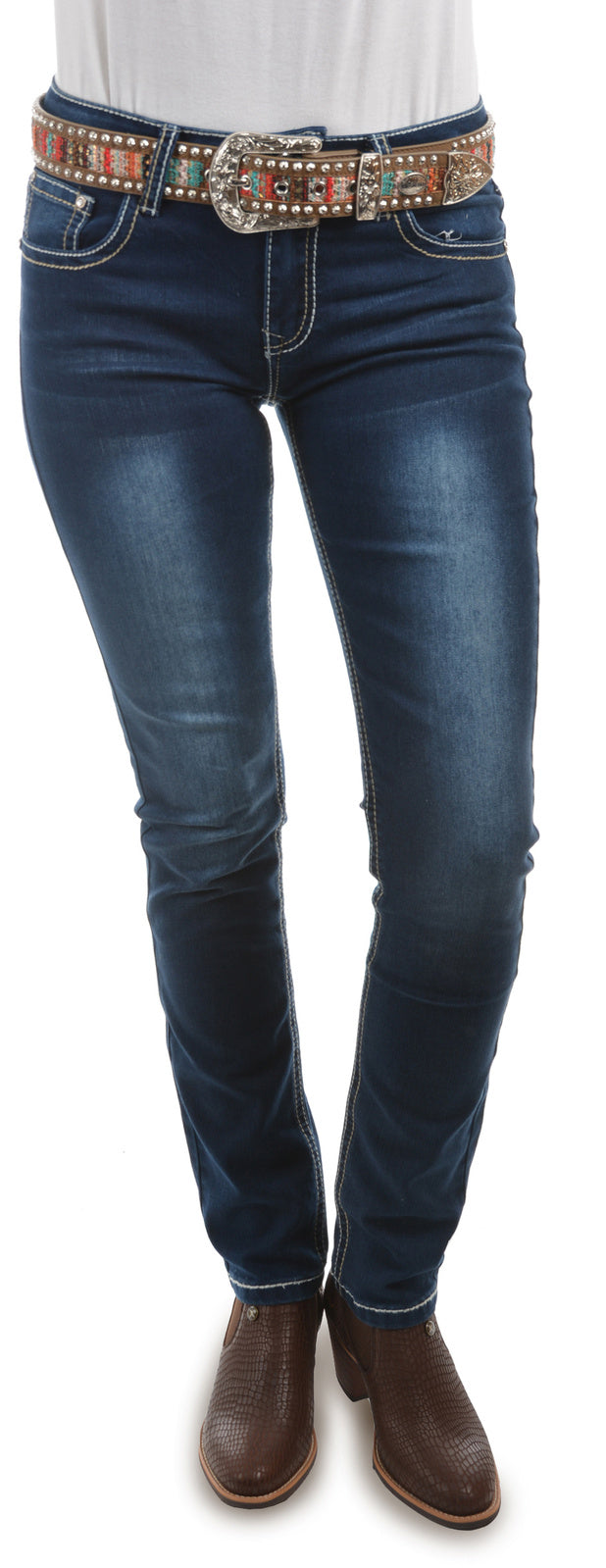 Pure Western Womens Harlee Skinny Leg Jeans - 32 Leg (PCP2201018) Indigo [SD]
