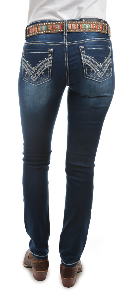 Pure Western Womens Harlee Skinny Leg Jeans - 32 Leg (PCP2201018) Indigo [SD]