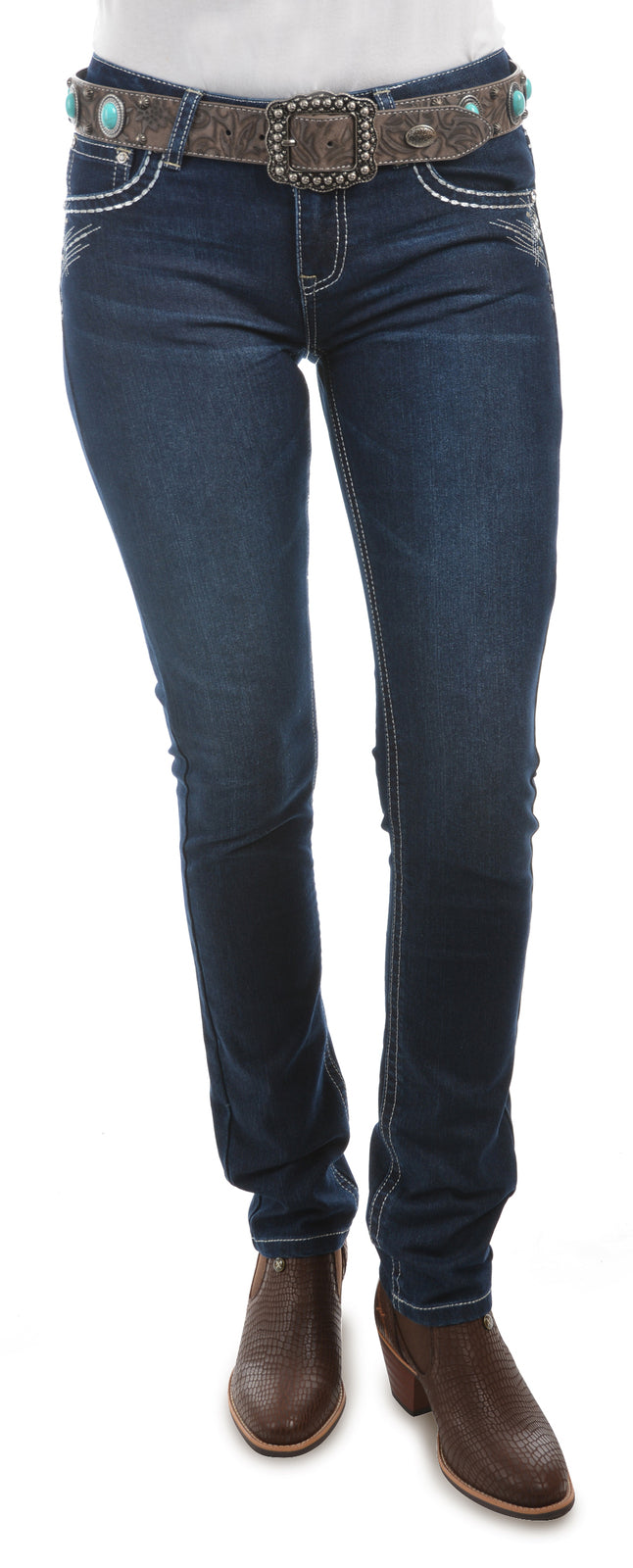 Pure Western Womens Jasmine Skinny Jeans - 32 Leg (PCP2206156) Midnight [SD]